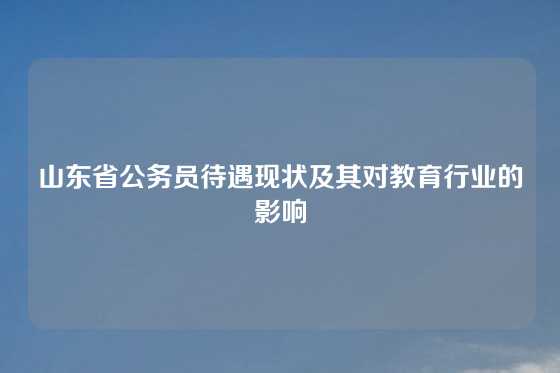 山东省公务员待遇现状及其对教育行业的影响