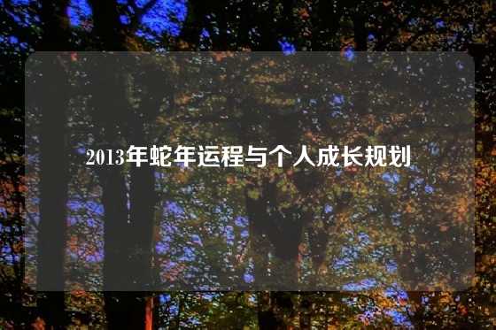 2013年蛇年运程与个人成长规划