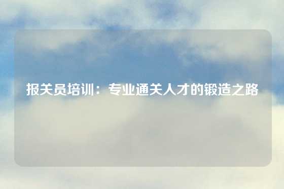 报关员培训：专业通关人才的锻造之路