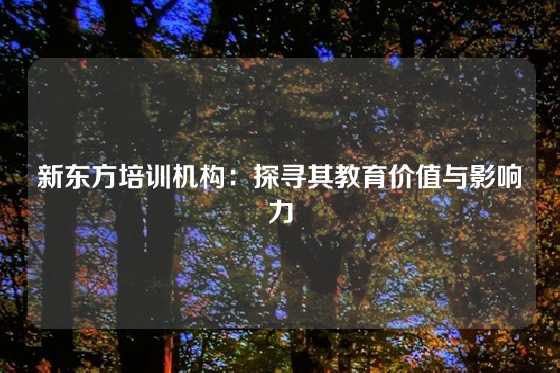 新东方培训机构：探寻其教育价值与影响力